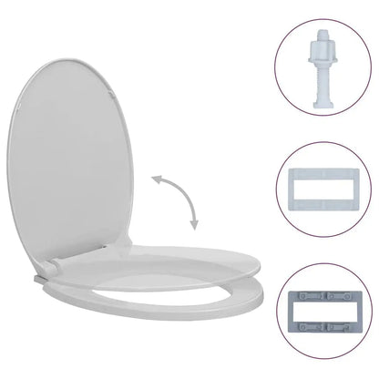W2B VidaXL Modern Light Grey Oval Toilet Seat Cover Quick Release Soft-Close Electronic Bidets PP UF Material for Home Bathroom
