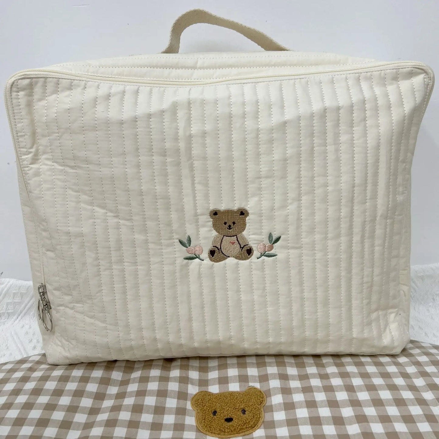 Quilted Cotton Maternity Bag for Mommy Large Baby Diaper & Toiletry Labour Luggage for New Moms