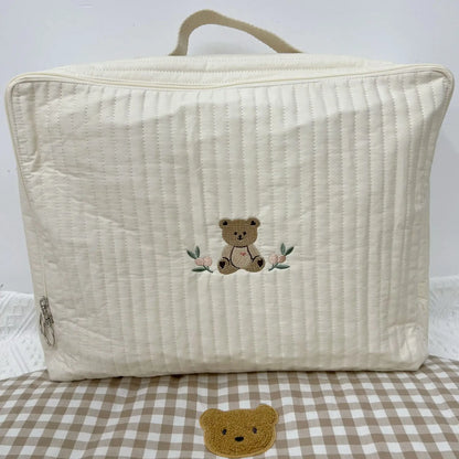 Quilted Cotton Maternity Bag for Mommy Large Baby Diaper & Toiletry Labour Luggage for New Moms