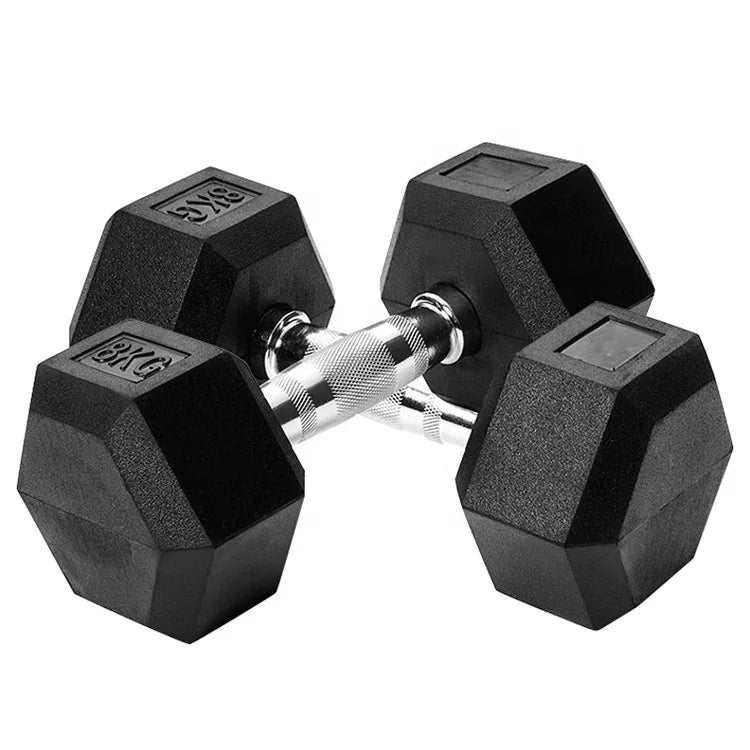 Hot Sales Gym Dumbbells Cast Iron for Gym Equipment Fixed Rubber Dumbbell Adjustable Barbell Hexagonal Rubber Coated Dumbbell