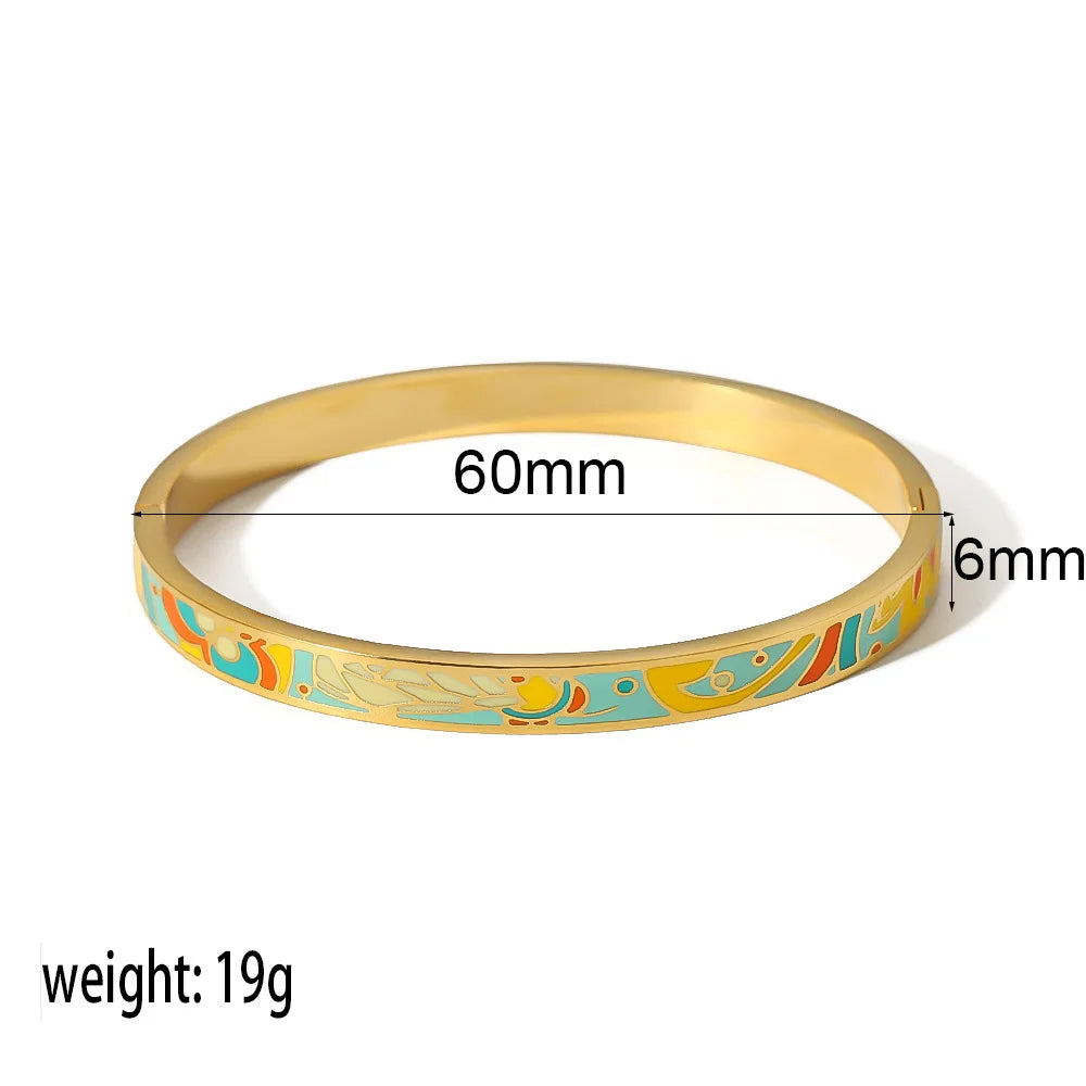 Women's 18K Gold Fashion Bracelet Personalized Dropshipping Gift Painted Enamel on Stainless Steel Bracelets for Women Wholesale