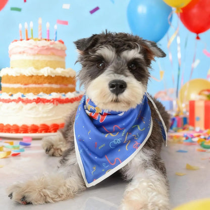 Blue Reflective Birthday Dog Bandanas for Boys Pet Party Decorations Large Dogs