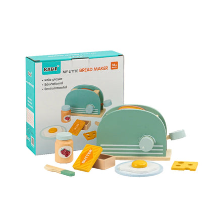 Wooden Children Simulate Every Family Toy Kitchen Bread Machine Toy Set Boys and Girls Education Parent-child Interaction