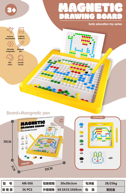 Intellectual Early Education Toys Baby Plastic Magnetism Pen Drawing Board Colored Magnetism Beads Learning Drawing Board