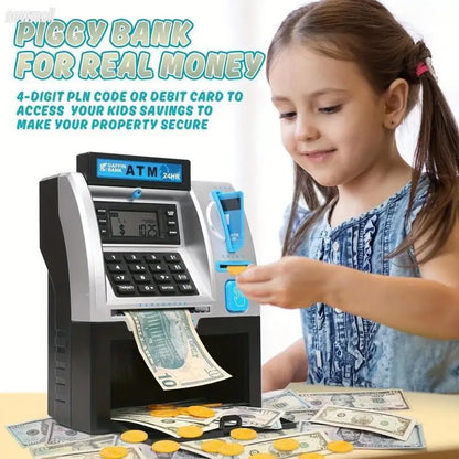 Interactive Plastic ATM Piggy Bank for Children Fun Real ATM Features Engaging Monetary Learning Game for Kids