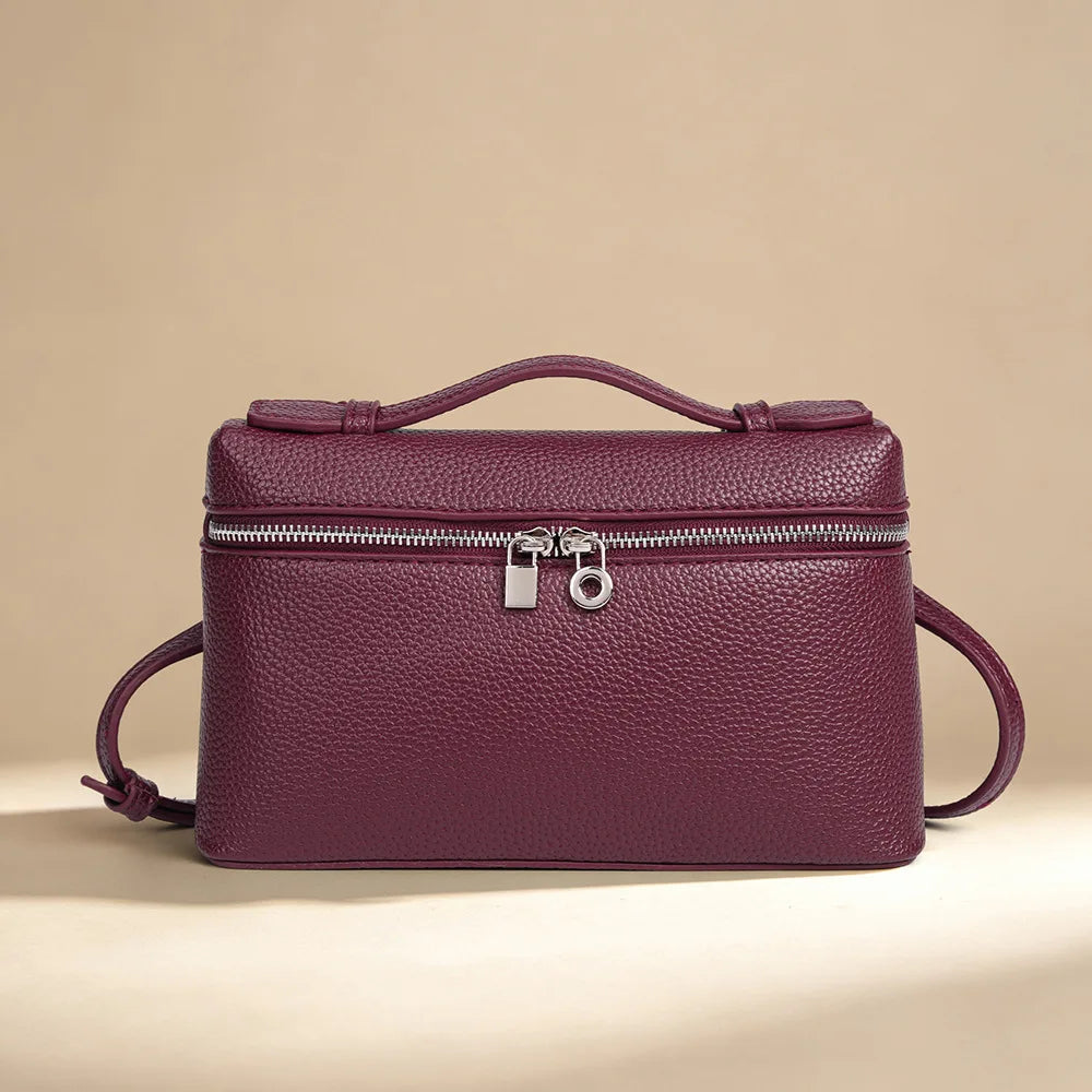 Signature Chic Lunch Bag Versatile Single-Shoulder Pu Cosmetic Bag Women Niche Elegant Crossbody Box Purse Zipper Small