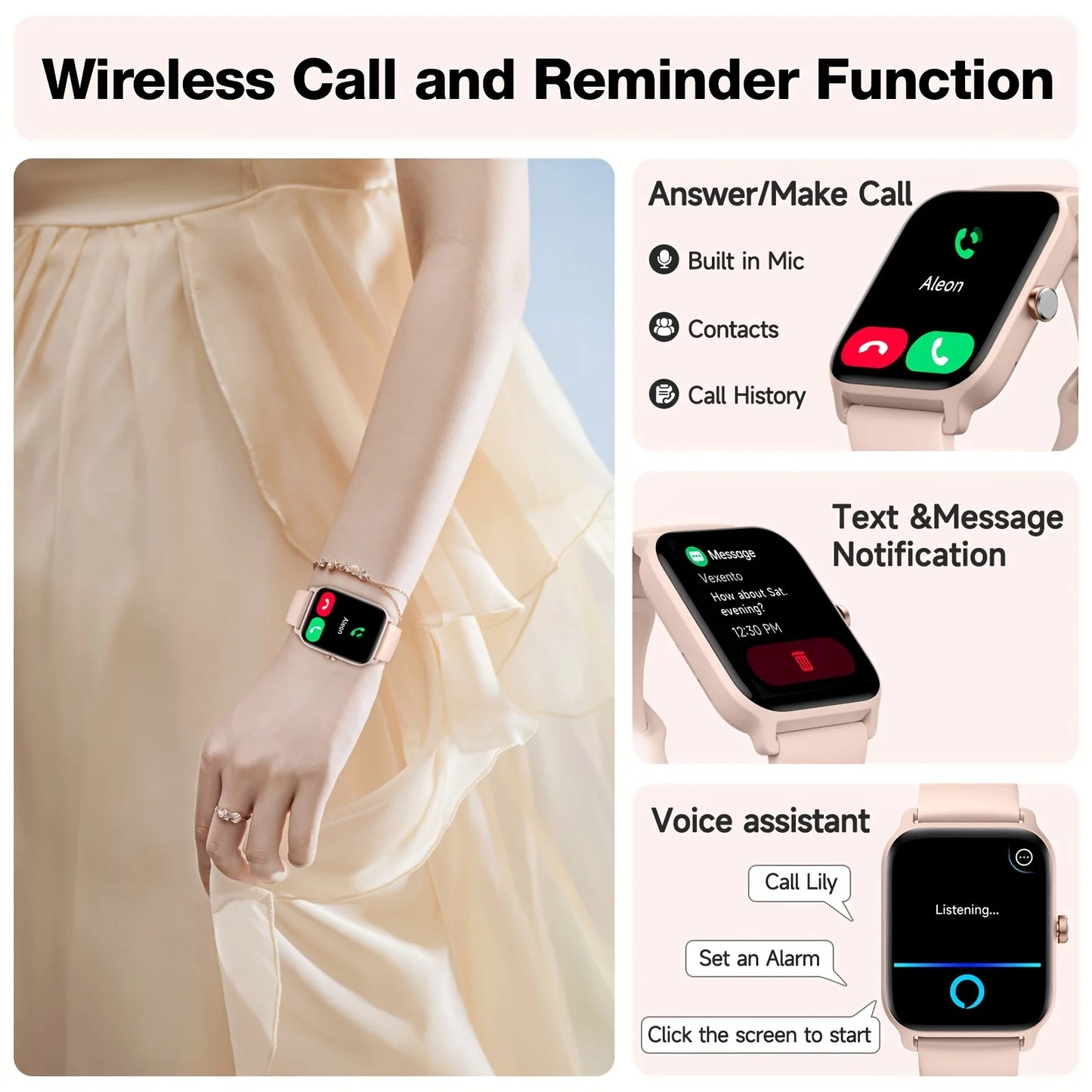 Hot New 2.01-Inch Touchscreen Dual-Strap Smartwatch, Unisex, HD Call Quality, Step & Calorie Tracking, Music & Message