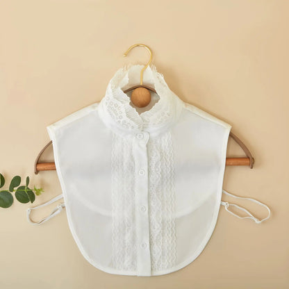 Fashion Detachable White Polyester Fake Collar Lace Decoration Floral Ruffled Stand Collar Water Soluble Women Accessory
