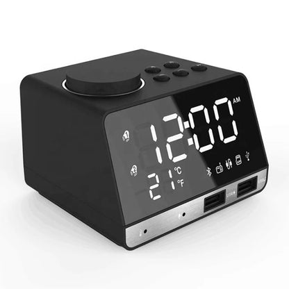 Alarm Clock for Hotels BT Speaker Creative Digital Music Desk Clock Display Radio with Dual USB Support U Disk TF Card FM