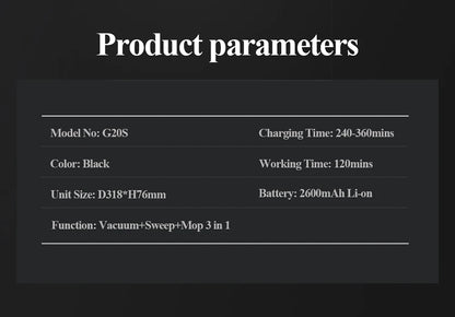Robot Vacuum Cleaner G20S, 6000Pa Suction,Remote Upgrade, 2 in1 Wet Dry Mop, Wifi App, Smart Vaccum Auto Floor Washing for Home,