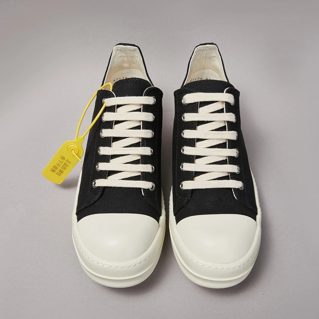 Designer Style Men's Canvas Shoes Couples Retro Low-top Board Shoes Hip Hop Sneakers Black