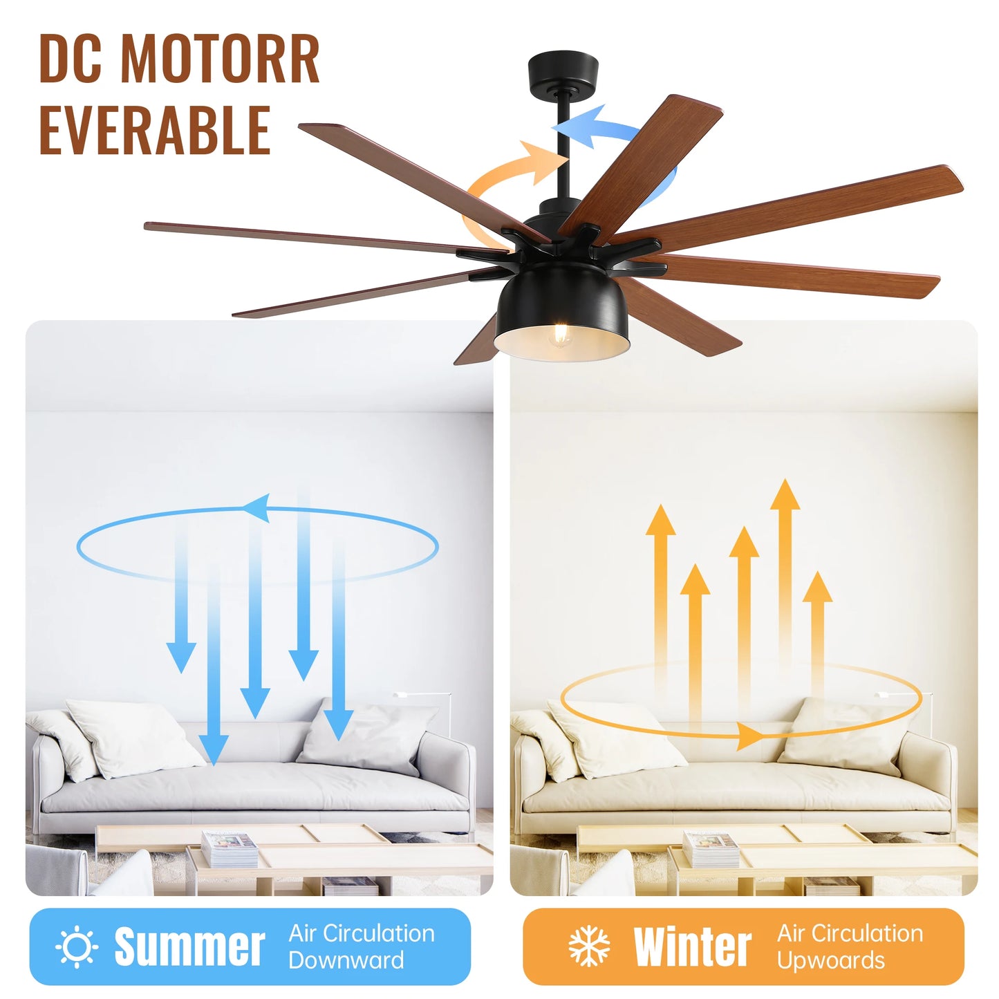 USA in Stock 66 Inch Industrial Ceiling Fan Modern Indoor Outdoor Ceiling Fan With Light and Remote Control