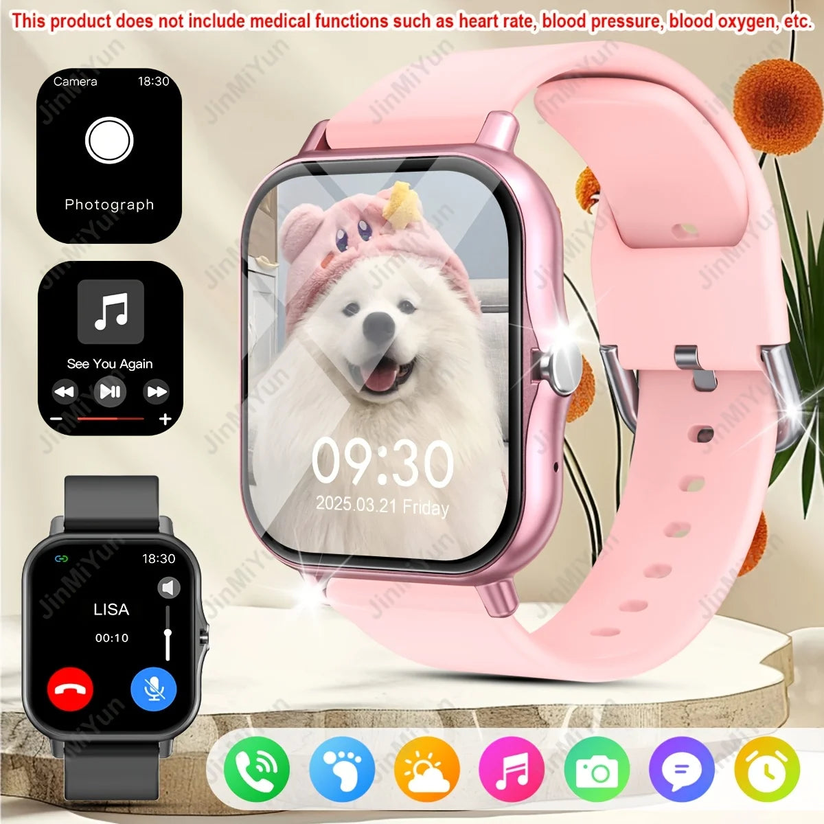 1. 83" Full Touch Screen Smartwatch with Wireless Calls/Messaging, Multiple Sports Modes, Remote Camera Control, Music Playback