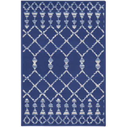 HMS Ivory and Blue Geometric Area Rug 2' X 3' Kids Floor Mats