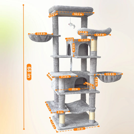[New Arrivals] Cat Tree MDF Classic Large Perch Style Indoor Playground with Removable Washable Cushion Free Shipping to USA