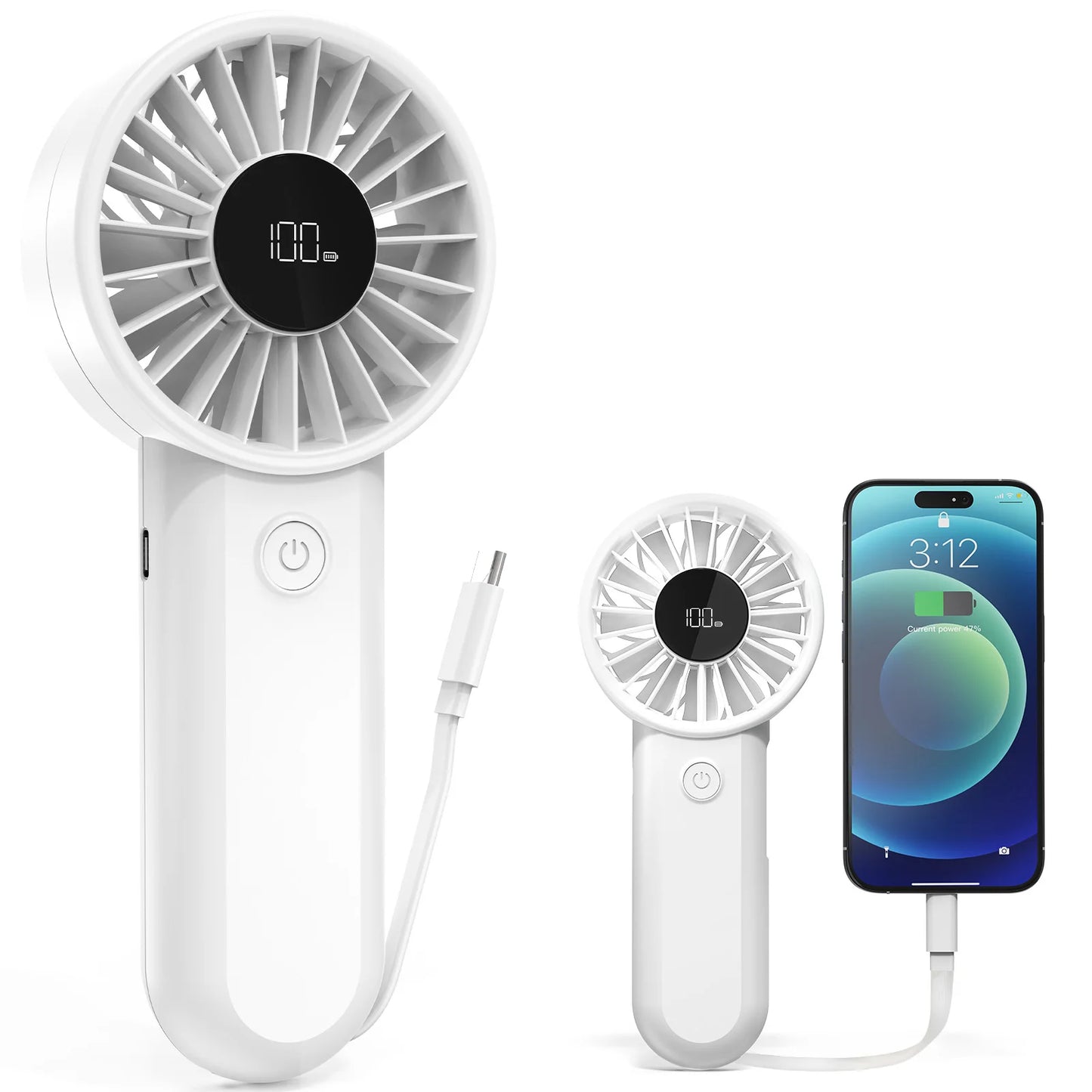 Mini Handheld Personal Fan Strong Wind and Quiet Operation for Home Car Outdoor Hotel RV Use Battery-Powered