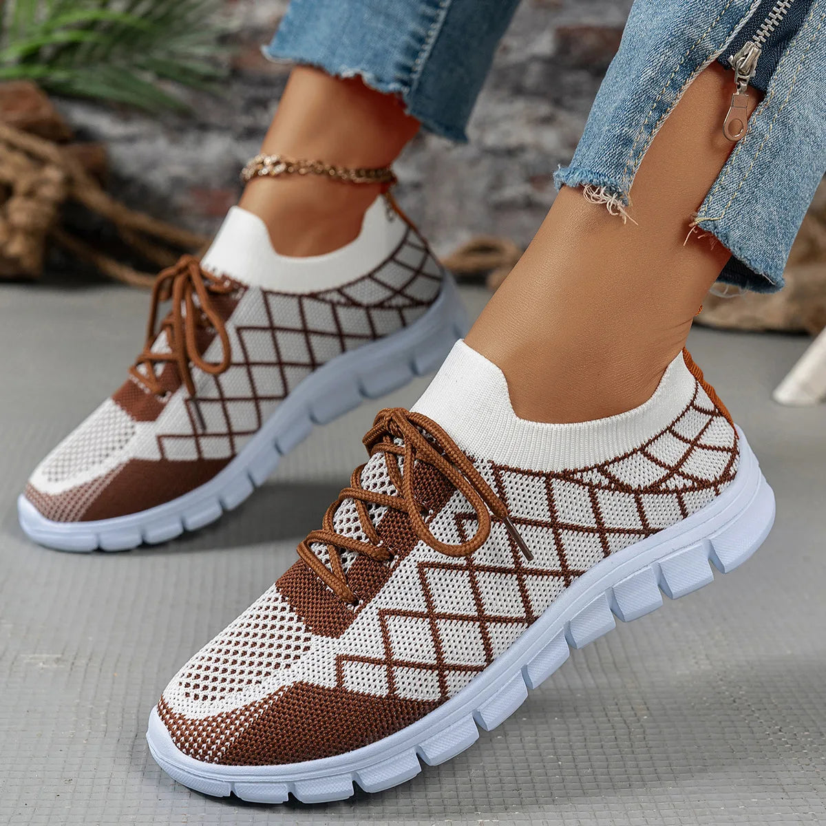 2026 NEW KJ Women's Sneakers Breathable Mesh Casual Sports Shoes New Thick Sole Travel Shoes with Cushioning Lightweight