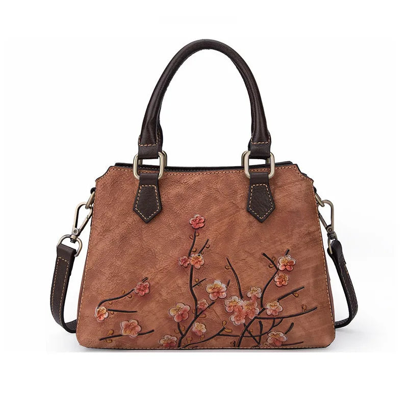 China Factory Wholesale Genuine Leather Handbags for Women Custom Bags Good Quality Embossed Pattern-for Summer Autumn Winter