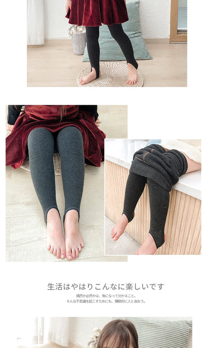 Girls winter plus velvet extra thick pantyhose child strips warm pants Polar Fleece Lining kids baby leggings cotton stockings
