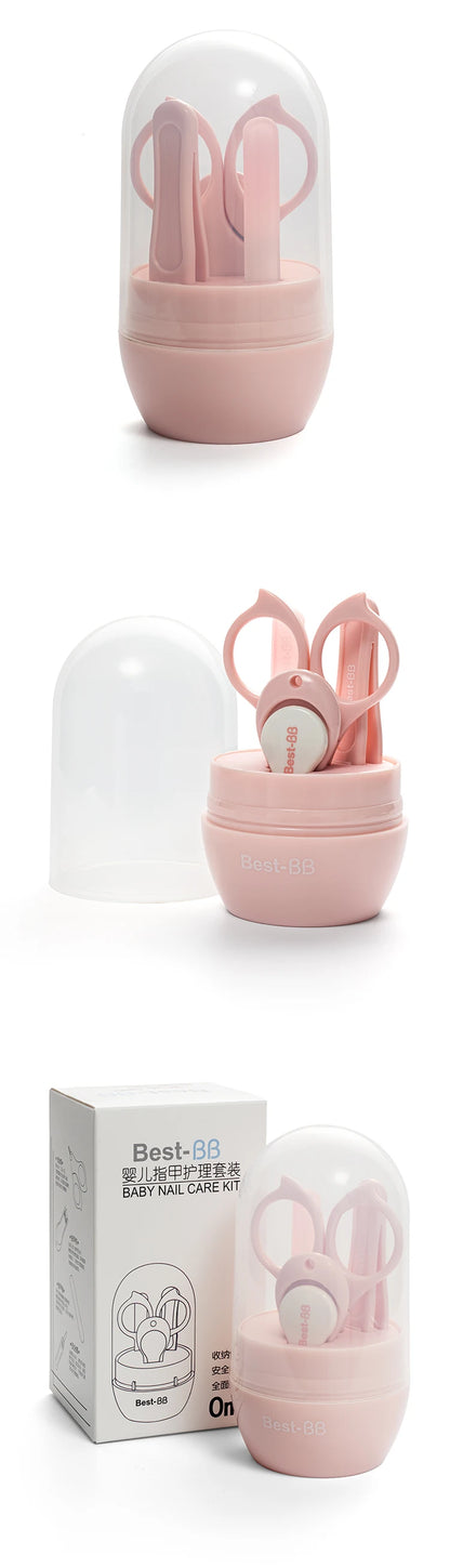 Eliter Hot Sell in Stock 4 in 1 Pink Blue With Plastic Tube Baby Set Babi Care Tool 4In1 Manicure Kids Cute Manicure Set