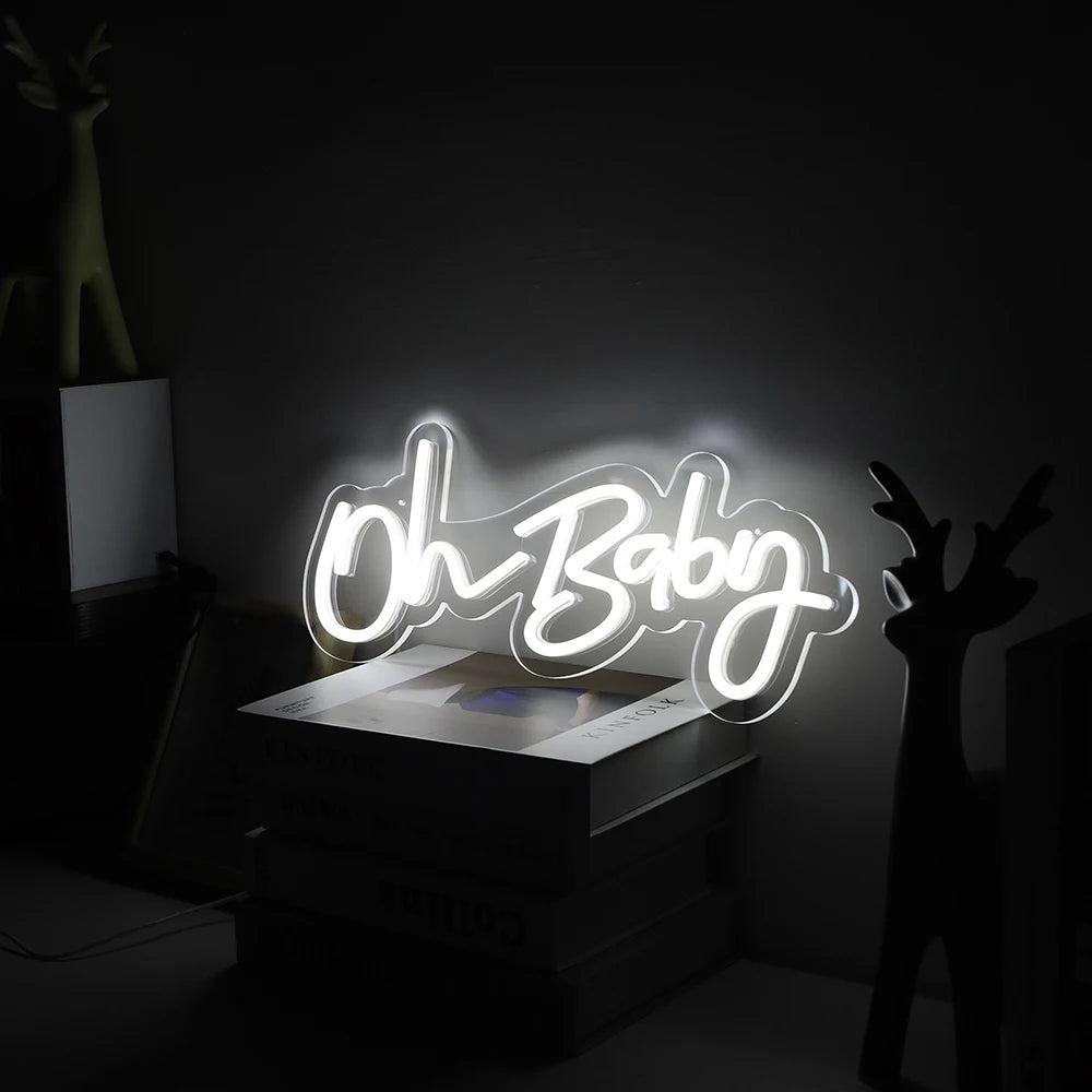 Oh Baby Creative Neon Sign LED Luminous Letter Style Atmosphere Decoration Acrylic