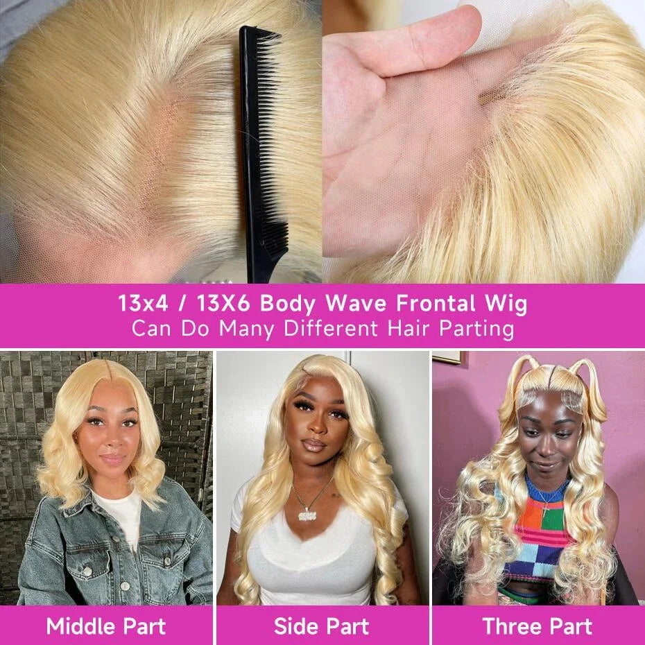 Raw 613 HD Lace Wigs Raw Human Hair Lace Front, Blonde 613 Deep Wave Vietnamese Hair Wig, Glueless 13X6 HD Full Lace Frontal Wig