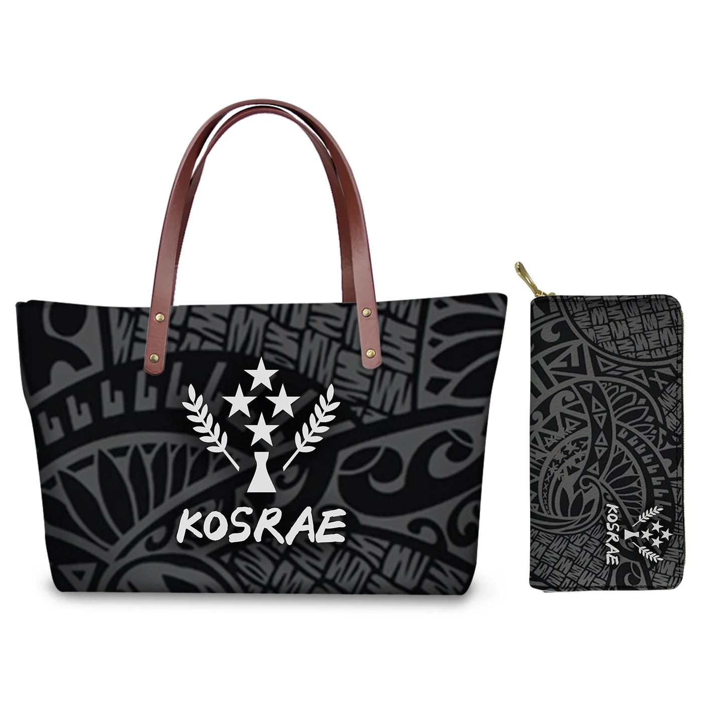 Traditional Tribal Polynesian Print Satchel Handbag Set Young Girls Hand Bags and Purses for Women Luxury Custom Purse with Logo