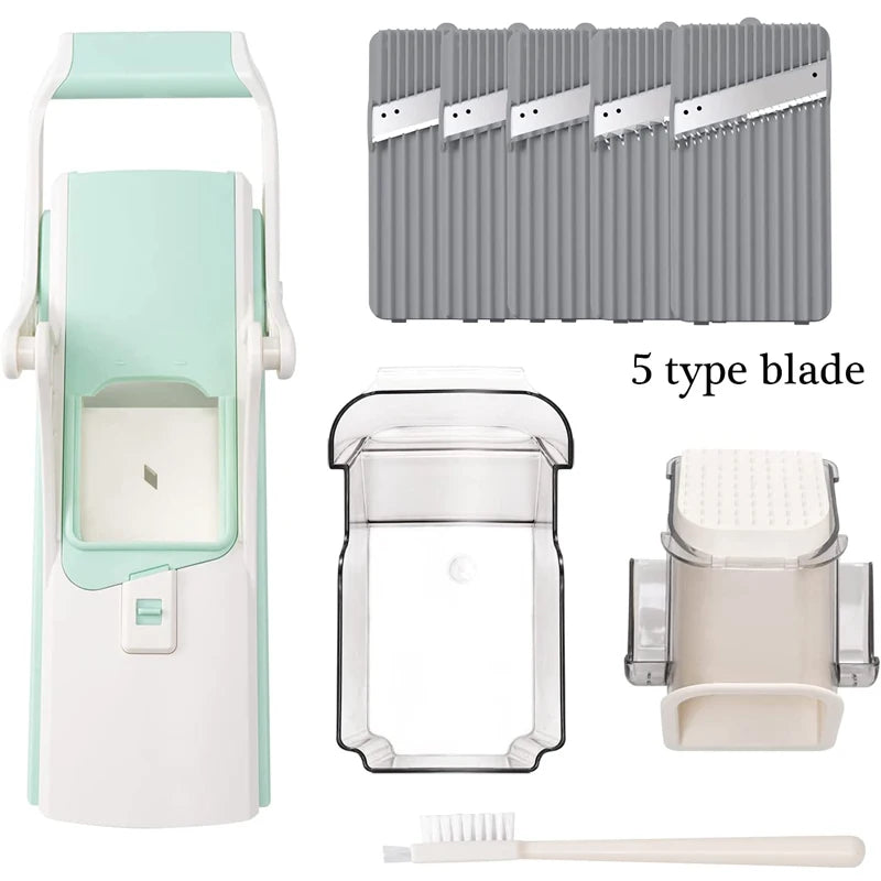 LMETJMA Verstellbarer Mandolinenschneider aus Edelstahl, Gemüseschneider für Julienne-Näher, sicherer Gemüseschneider für Zwiebeln und Karotten KC0420