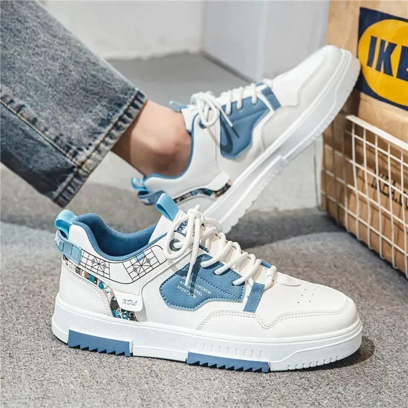 Men's Leather Skateboard Shoes Breathable Versatile Casual Sneakers
