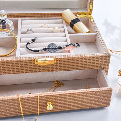 INNOVA Custom Modern Fashion Wooden Leather Necklace Jewelry Boxes for Women