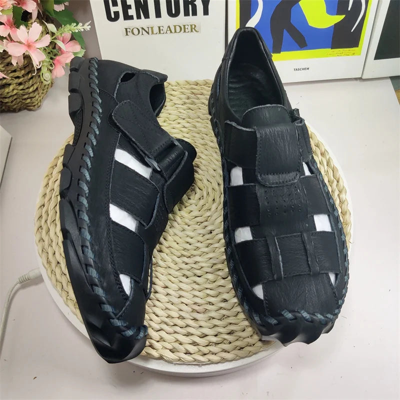 Top Quality Fashion Summer Slippers Cow Leather Material Sandals for Men Anti-Slippery