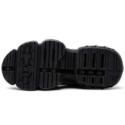 Men's Safety Shoes High Top Work Safety Shoes Steel Toe Sneakers Rotation Button Anti-smash Antipuncture Steel Safety Boots