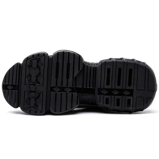 Men's Safety Shoes High Top Work Safety Shoes Steel Toe Sneakers Rotation Button Anti-smash Antipuncture Steel Safety Boots