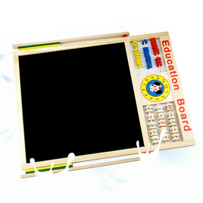 Korean Style Multifunctional Double-Sided Wooden Alphanumeric Sketchpad Early Education Puzzle Drawing Board Chalkboard for Kids