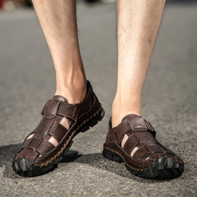 Top Quality Fashion Summer Slippers Cow Leather Material Sandals for Men Anti-Slippery