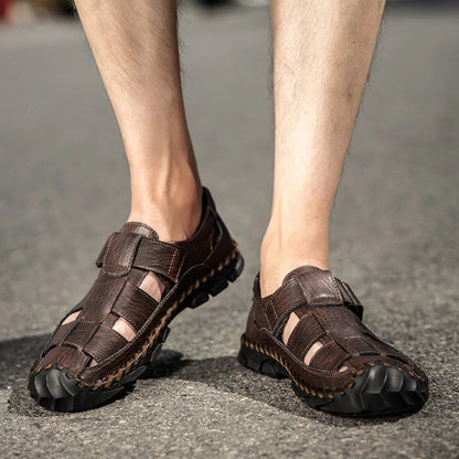 Top Quality Fashion Summer Slippers Cow Leather Material Sandals for Men Anti-Slippery