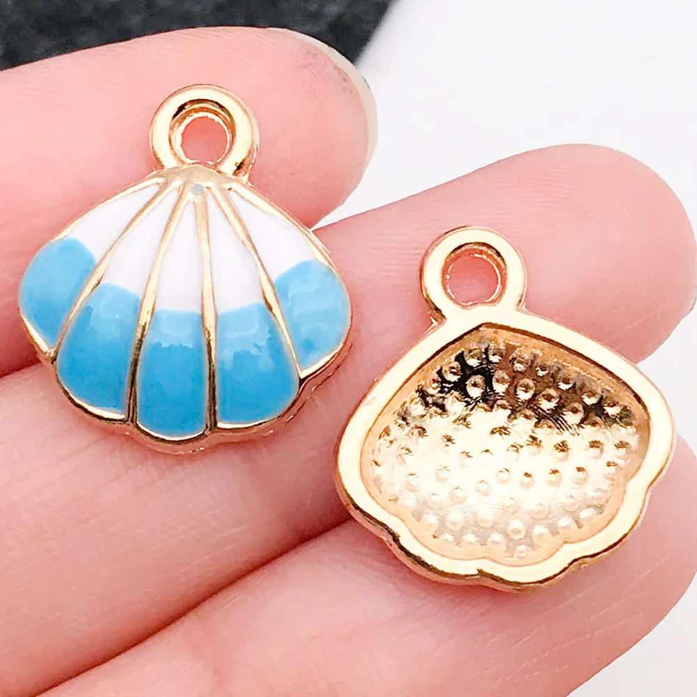 Hot Sale Natural Crafts Alloy Ocean Starfish Conch Seashell Enamel for DIY Nautical Jewelry Making Home Decoration