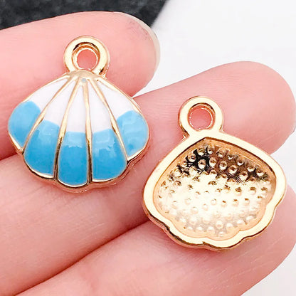Hot Sale Natural Crafts Alloy Ocean Starfish Conch Seashell Enamel for DIY Nautical Jewelry Making Home Decoration