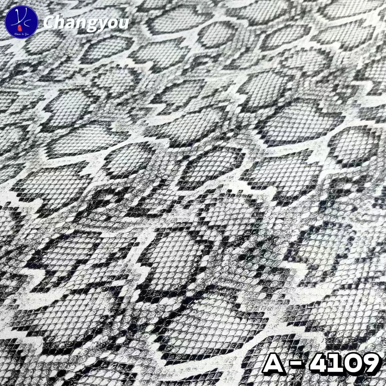 A-4109 PU Artificial Snake Skin Print Glossy Fabric Eco-Friendly Synthetic Leather for Bags Sofa Customization for Furniture