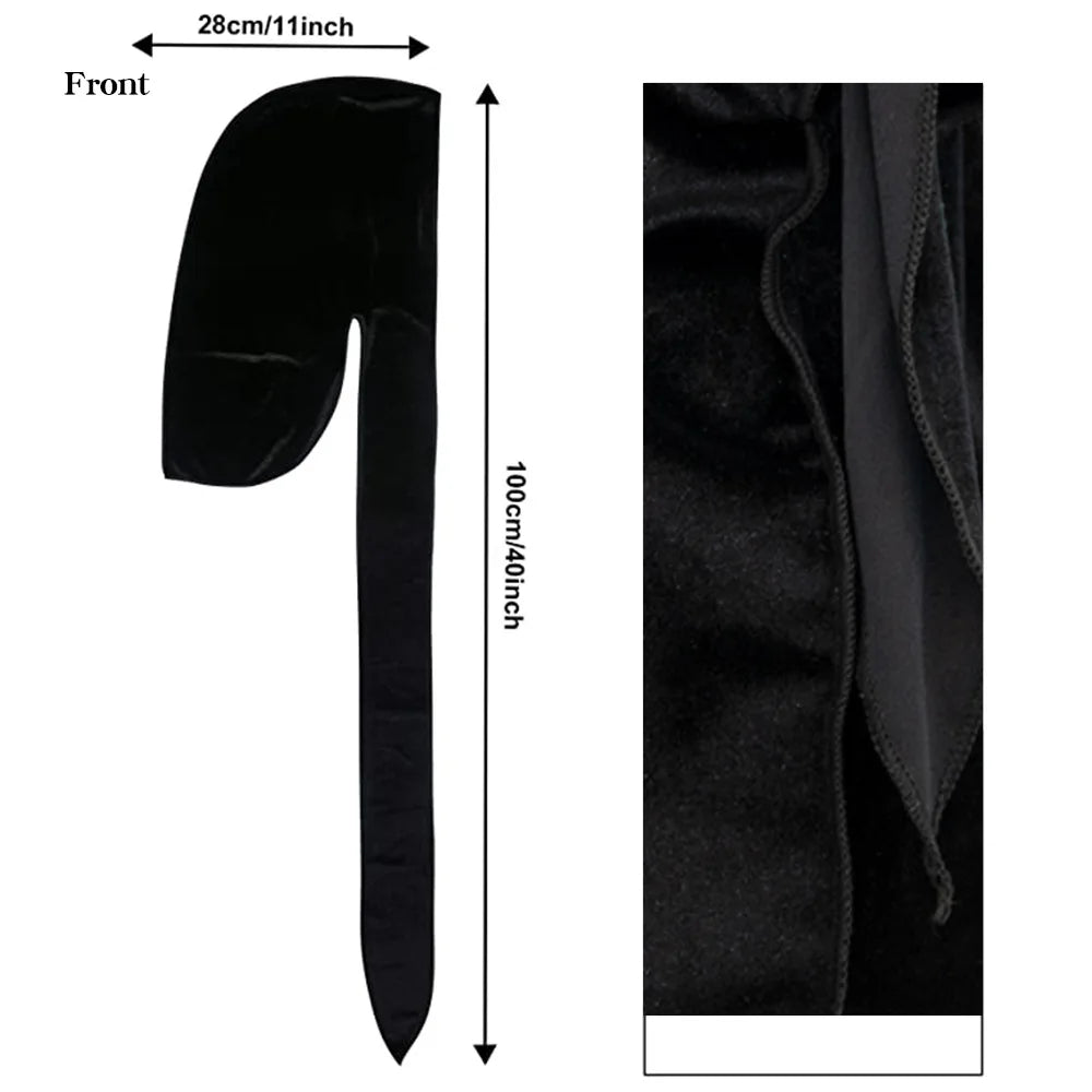 Elastic Satin Durag, Long Tail Pirate Cap for Men & Women, Silky Smooth Hair Wrap & Wave Builder