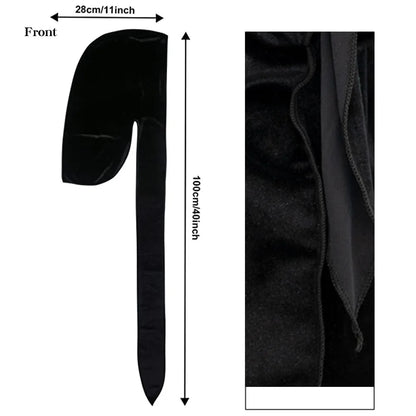 Elastic Satin Durag, Long Tail Pirate Cap for Men & Women, Silky Smooth Hair Wrap & Wave Builder