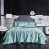 2025 Spring New Washed Silk 4PCS Bed Sheet Pink Plain Duvet Cover  with Floral Solid Cartoon Quilt Set