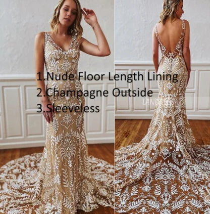 #4055 2 Piece in 1 BOHO Bohemian Long Sleeve Destination Wedding Dress Appliques Lace Wedding Shoot Post Bridal Gown REAL PHOTO