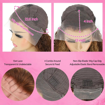 Raw Hair Deep Wave Curly 350 Orange Ginger 100% Human Hair Wig HD Glueless Lace Front Wig 13X4 Lace Frontal Wigs for Black Women