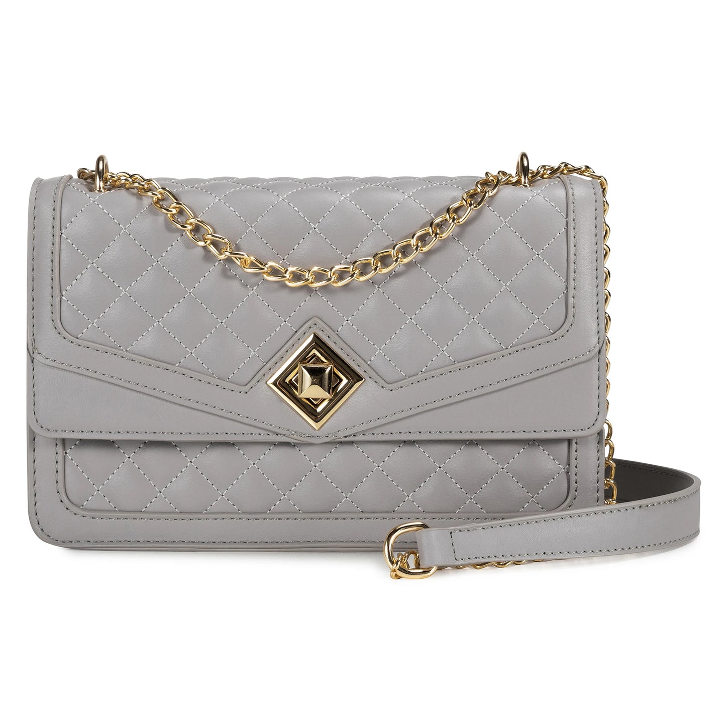 LOVEVOOK 2023 Leather Quilted Sling Shoulder Bag With Chain Trendy Clutch Ladies Evening Purse Luxury Crossbody Bags for Women