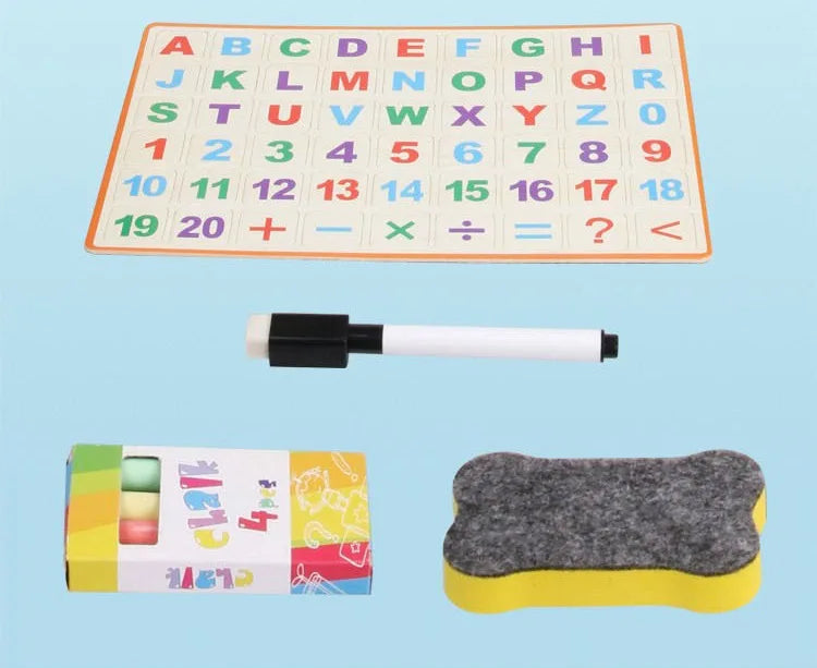 Korean Style Multifunctional Double-Sided Wooden Alphanumeric Sketchpad Early Education Puzzle Drawing Board Chalkboard for Kids