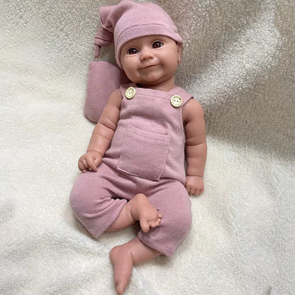 Smiling Face Soft Silicone Body Reborn Baby Girl Doll 50CM 20Inch Lifelike Toddler Doll for Gift Kids Toy