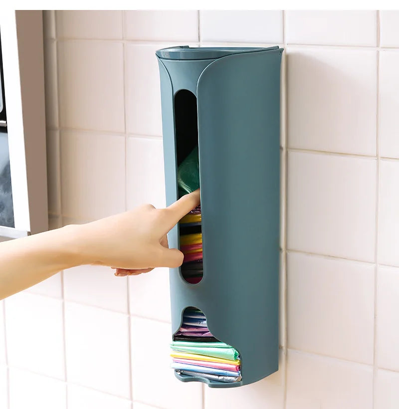 Kitchen Plastic Bag Holder Organizer Wall Hanging Garbage Bag Storage Box Bathroom Trash Bag Bucket Dispenser Kitchen Accessory