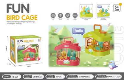Talking Birdcage Fish Cistern Children Early Education Voice Control Induction Simulation Bird With Light Music Educational Toy