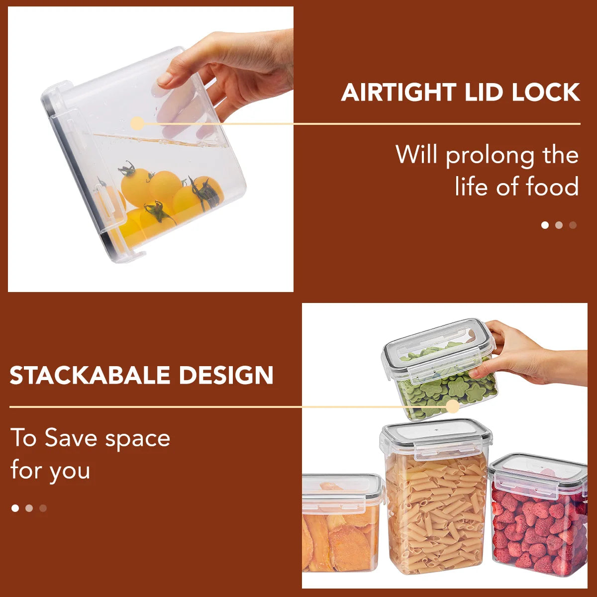 10pcs Sealed Storage Container Set Kitchen Storage Distribution Box Food Grade pp Plastic Food Storage Container